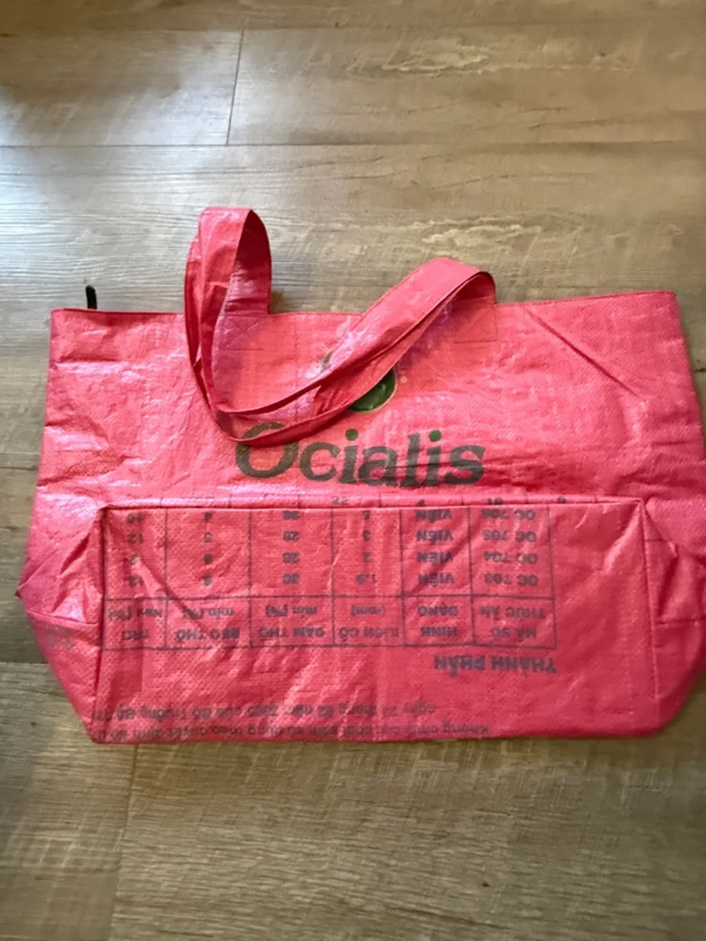 Red Graphic Reusable Tote Bag with Front Flap Pocket - Picture 2 of 8